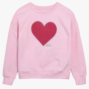 DKNY Pink w/ dark pink heart Crewneck Pullover Sweatshirt for girls/Size: 8-10